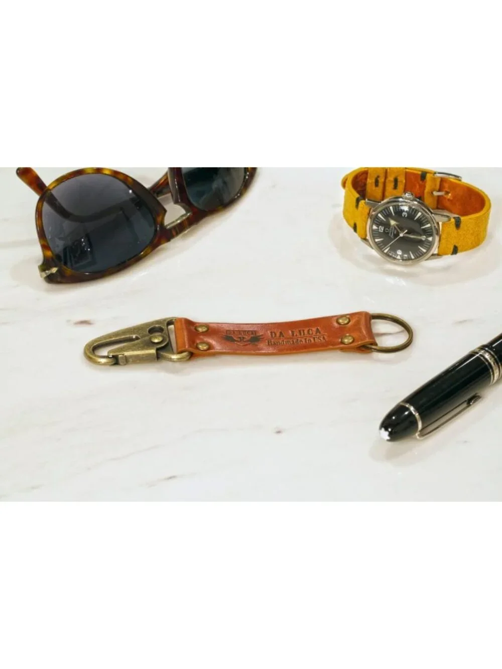 Handcrafted Leather Key Chain - Antique Brass, Durable Shell Cordovan, USA-Made